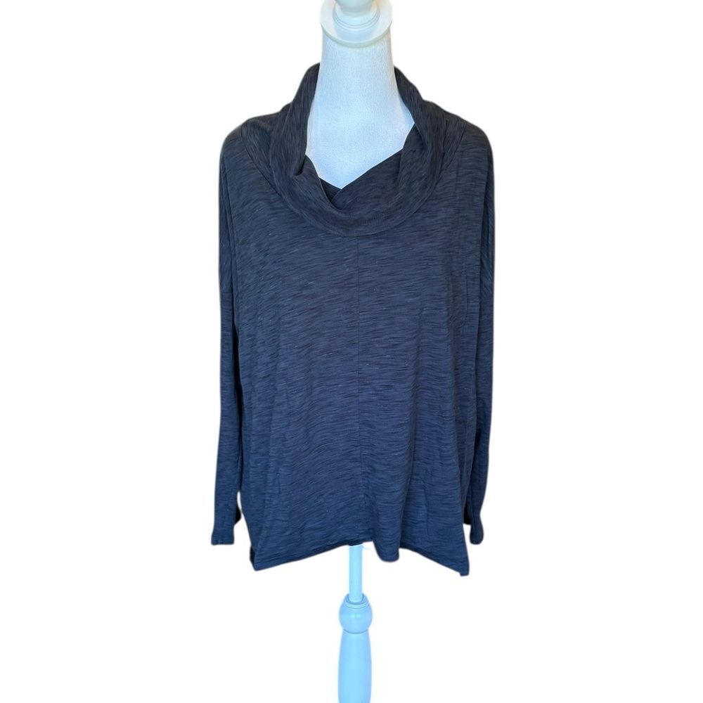 Garnet Hill Organic Pima Cotton Tunic Long Sleeve Cowl Neck Size Medium Gray